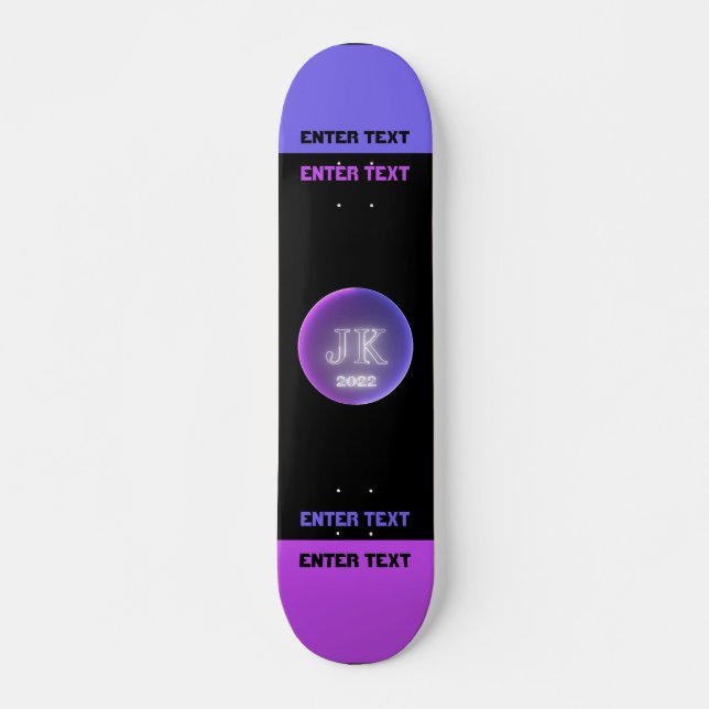 Skate Placa técnica JK 2022 de texto personalizado (Frente)