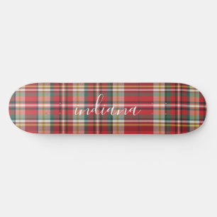 Skate Plaid de Natal Rústico Vermelho Verde Branco Perso
