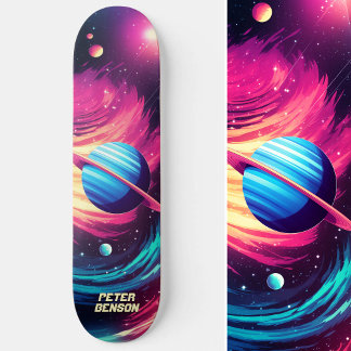 Skate Planetas Universos Cósmicos Rosa e Azul