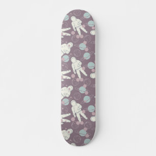 Skate Plano de Astronauta Espaço Planetas Roxo Azul