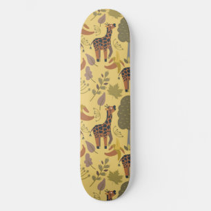 Skate Plano de fundo amarelo sem costura Giraffe