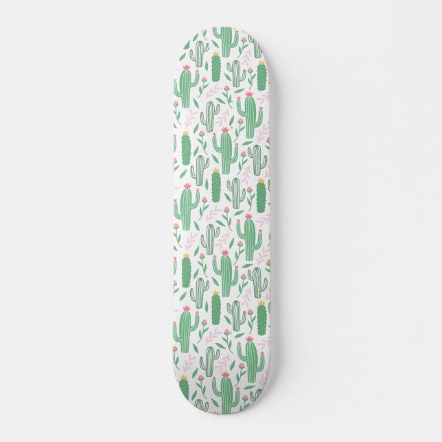 Skate Planta de Cacto Verde Padrão Roxo (Frente)