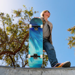 Skate Pluma Abstrata Azul Verde