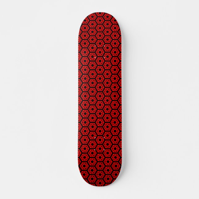 Skate Polígonos v1 - Preto e Vermelho (Frente)