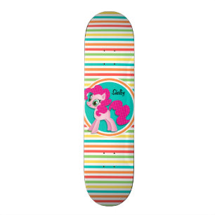 Skate Pôneo Rosa; Stripes Brilhantes Brilhantes
