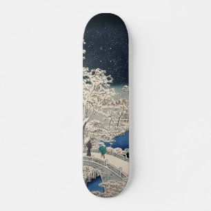 Skate Ponte de tambor em neve Vintage Ukiyo-e Arte Japon