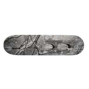 Skate Ponte do arco sobre o rio congelado no inverno