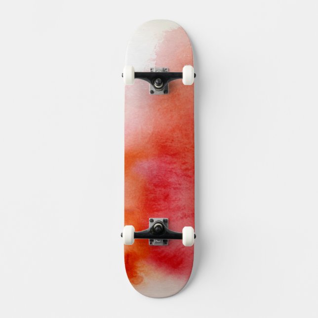 Skate Ponto vermelho, pintado mão abstrato da aguarela (Frente)