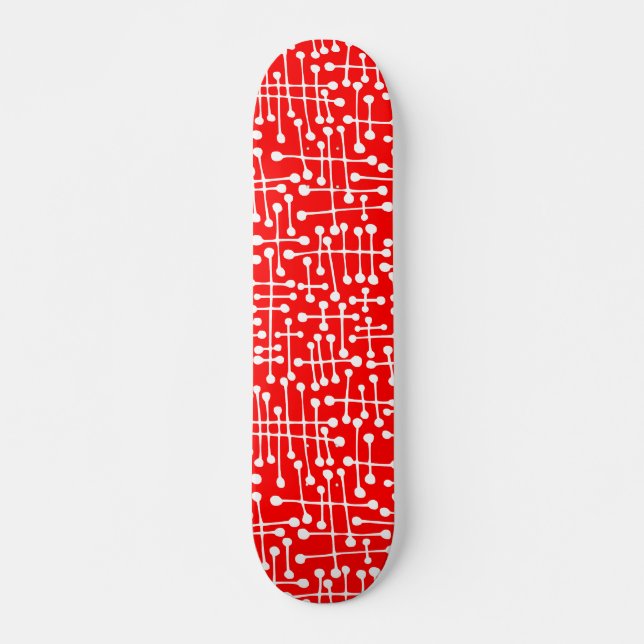 Skate Pontos conectados - Branco em vermelho (Frente)