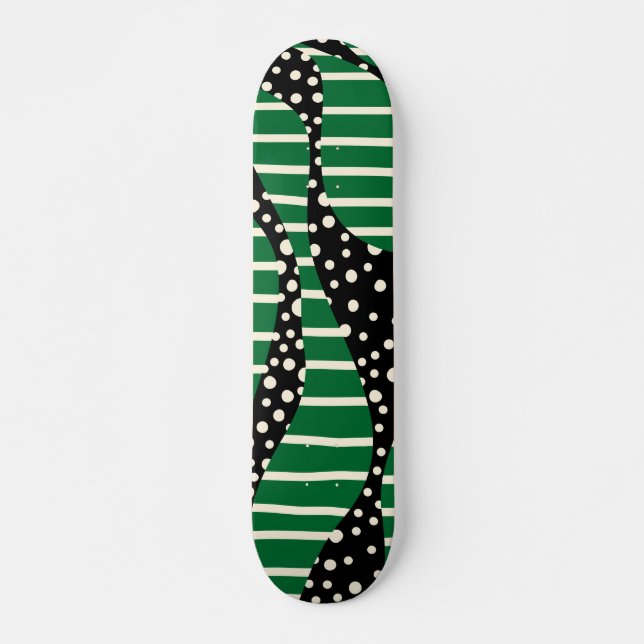 Skate Pontos e faixas 2 - Verde, creme e preto (Frente)