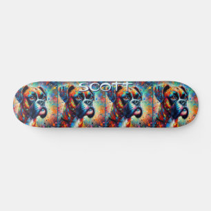 Skate Pop-Art Boxer Colorido Cachorro Personalizado Azul