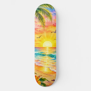 Skate Pôr do sol paradisíaco tropical Arte de praia em a