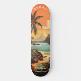 Skate Pôr do sol vintage na praia do Havaí