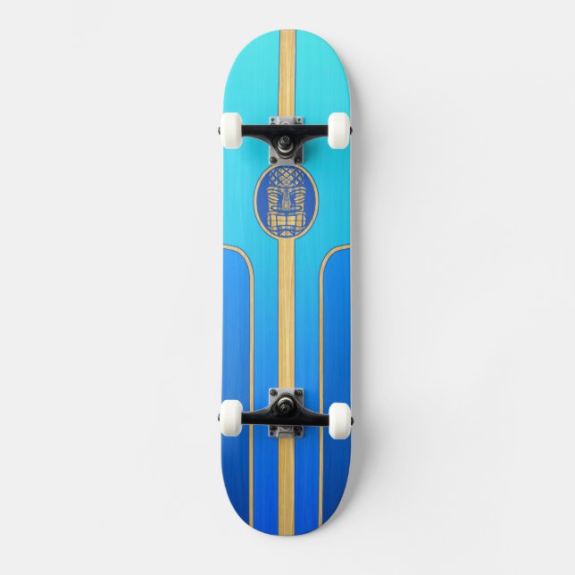 Skate Prancha retro azul de Tiki (Frente)