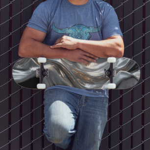 Skate Prata fluente e Tecido metálico Dourado