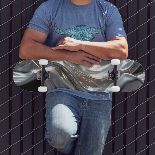 Skate Prata fluente e Tecido metálico Dourado (Ao ar livre 3)