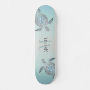 Skate Prateado Estilo de Praia Monograma Seu Nome