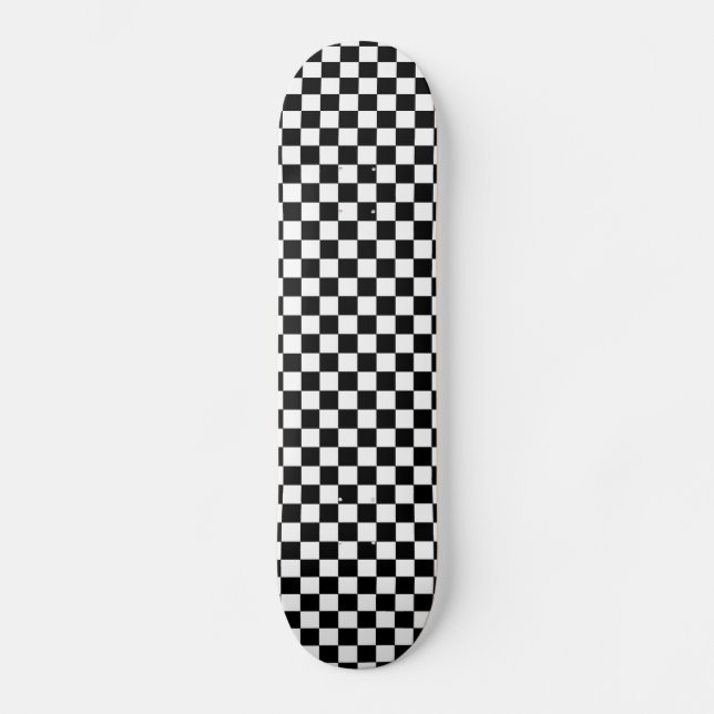 Skate Preto e branco Checkered (Frente)