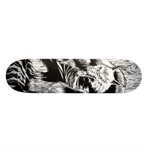 Skate preto e branco do homem-lobo