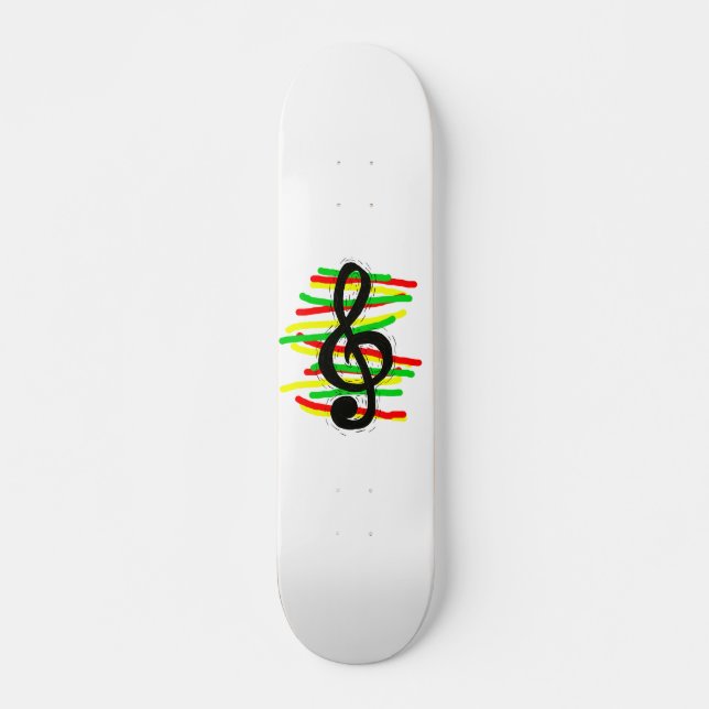 Skate Preto gráfico do Clef de triplo com verde amarelo (Frente)