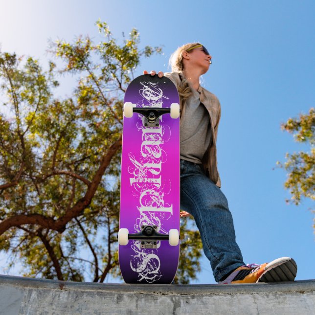 Skate Preto Violeta e Gradação Rosa Quente (Ao ar livre 1)