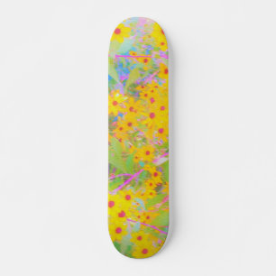Skate Pretty Yellow and Red Flowers with Turquoise