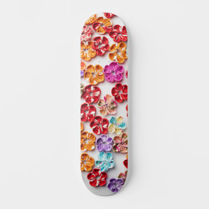 Skate Primavera tecido com costura manual Flores multico