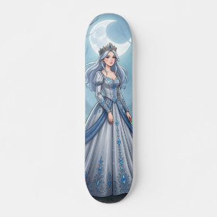Skate Princesa azul prateada na floresta