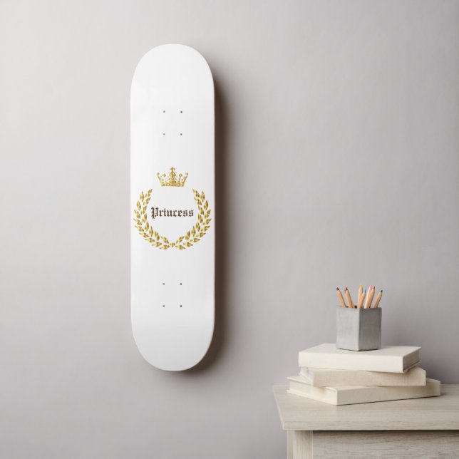 Skate Princesa Dourada Coroa (Arte de parede)