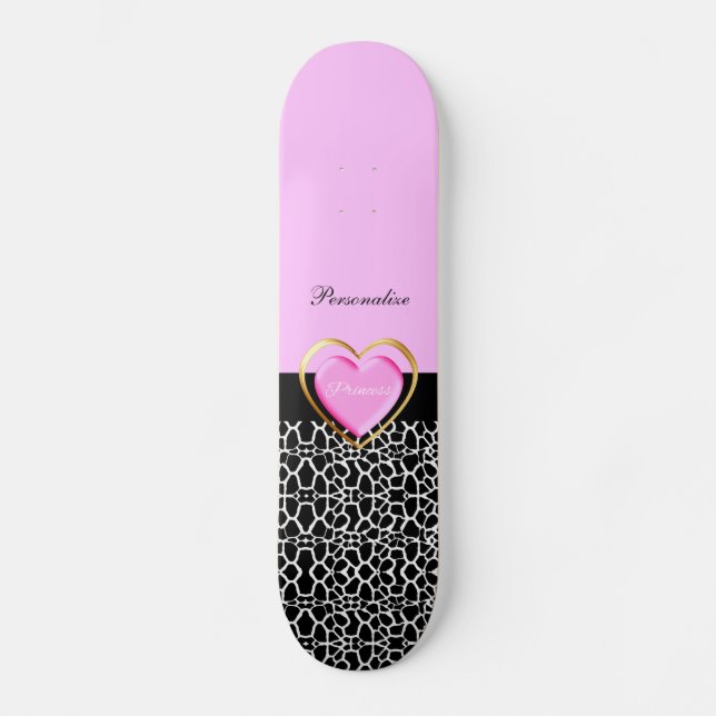 Skate Princesa preta cor-de-rosa feminino Girafa (Frente)