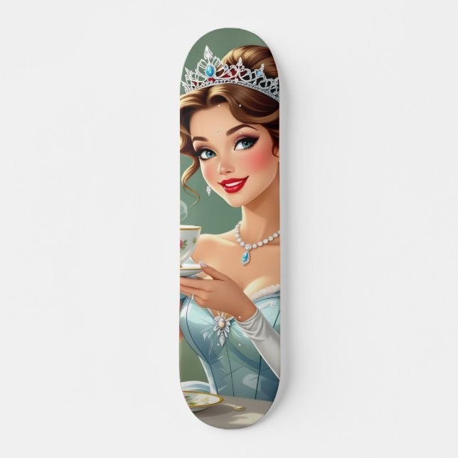 Skate Princesa sofisticada com coroa e vestido elegante (Frente)