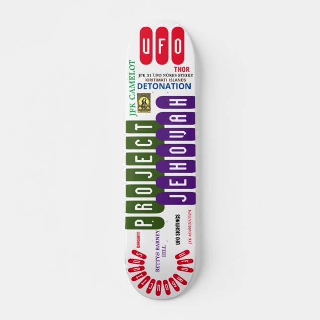 Skate PROJETO OVNI JEHOVÁ Skateboard, 7¾" Deck (Frente)