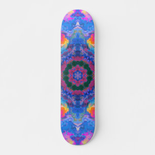 Skate Psicodélica Azul Hippie Rosa e Amarelo