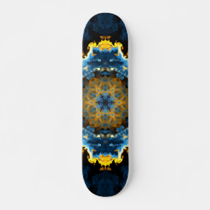 Skate Psicodélica Flor Azul Amarelo e Laranja