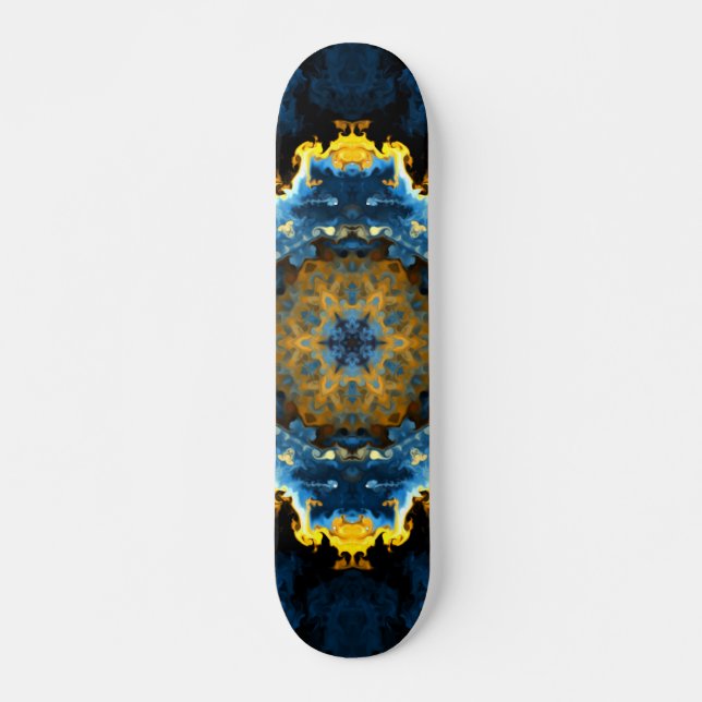Skate Psicodélica Flor Azul Amarelo e Laranja (Frente)