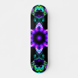 Skate Psicodélico Flor Roxo Teal e Preto