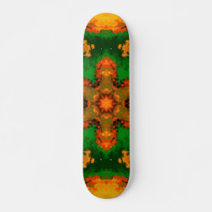 Skate Psicodélico Mandala Flor Verde Laranja e Amarelo