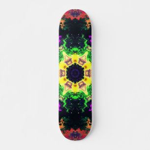 Skate Psicodélico Mandala Flor Verde Roxo e Amarelo