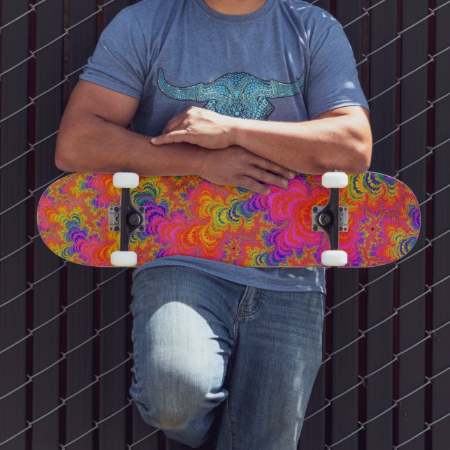 Skate Psychedelic Funky Hippie Boho Neon Rainbow Fractal (Ao ar livre 3)