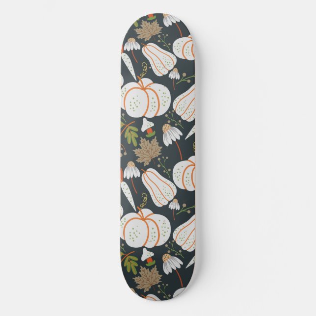 Skate Pumpkin seamless pattern floral black and white (Frente)