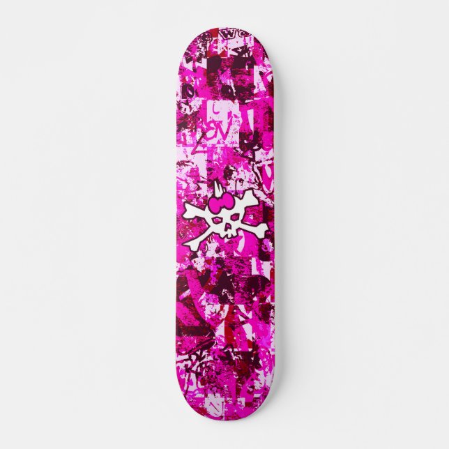 Skate Punk Skull Skull Board rosa (Frente)