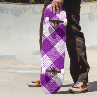 Skate Purple and White Bold Checkered Plaid Design 