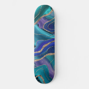 Skate Purple Teal Blue Galaxy Nebula Agate Glitter #1