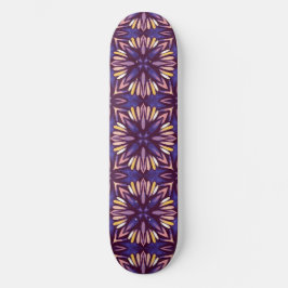 Skate Púrpura Abstrato Floral Padrão Amarelo Indigo Boho