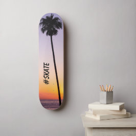 Skate Púrpura Orange California Palm Tree Beach Sunset