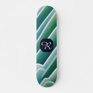 Skate Quadro Abstrato azul verde monograma personalizado