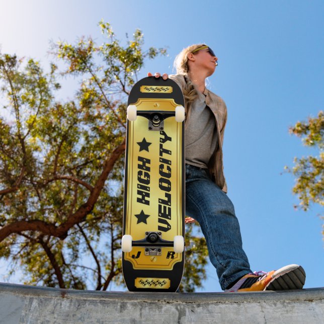 Skate Quadro de bordo "alta velocidade" monograma Dourad (Ao ar livre 1)