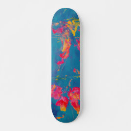 Skate Quadro de bordo amarelo-abstrato azul e laranja