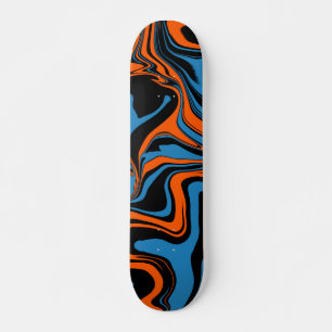Skate Quadro de bordo azul-laranja-Abstrato preto