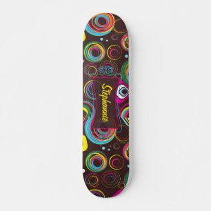 Skate Quadro de comunicações coloridas ao círculo retrô 